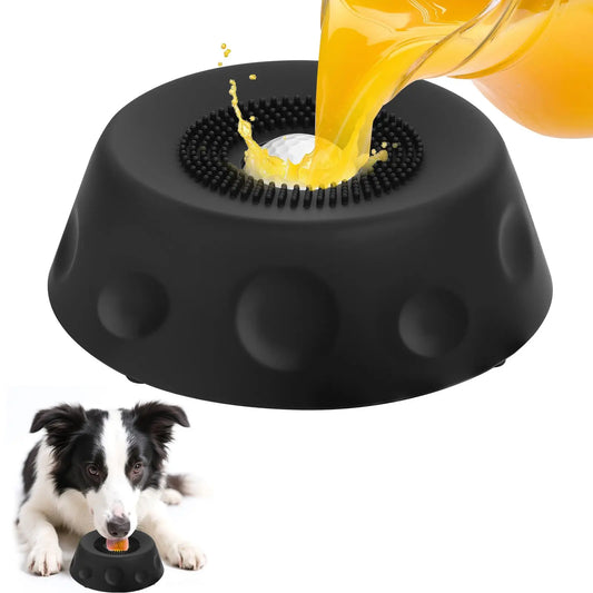 #Summervibes 3-In-1 Suction Slow Feeder Dog Bowl, No-Spill Licking Mat with Built-In Treat Ball & Cleaning Brush, Interactive Anti-Slip Dog Bowl for Yogurt, Peanut Butter & Liquid Treats