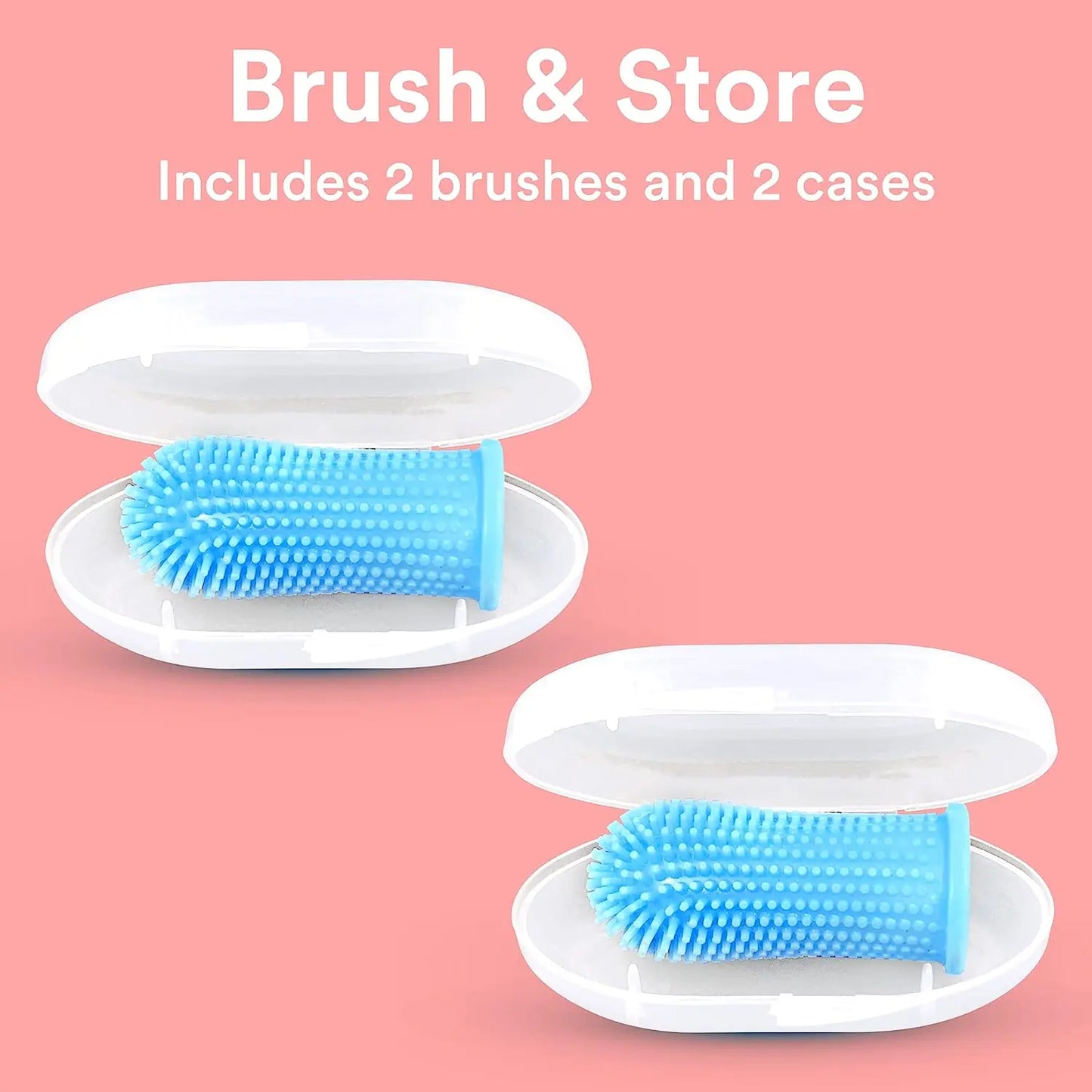 Jasper Dog Toothbrush, 360º Dog Tooth Brushing Kit, Cat Toothbrush, Dog Teeth Cleaning, Dog Finger Toothbrush, Dog Tooth Brush for Small & Large Pets - Clear 2-Pack