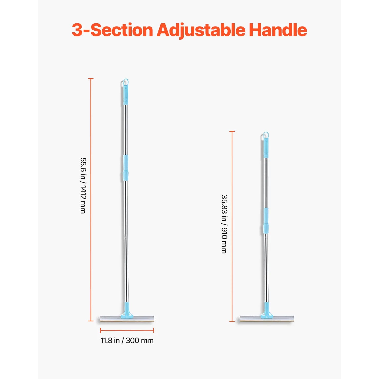 VEVOR Pet Hair Carpet Rake, Summervibes, 35.83-55.51 in Adjustable Long Handle Pet Hair Removal Broom, Reusable Advanced Lint Remover Scraper Dog Cat Fur Cleaning, for Carpet Rugs Mats Couch Furniture Cat Tree
